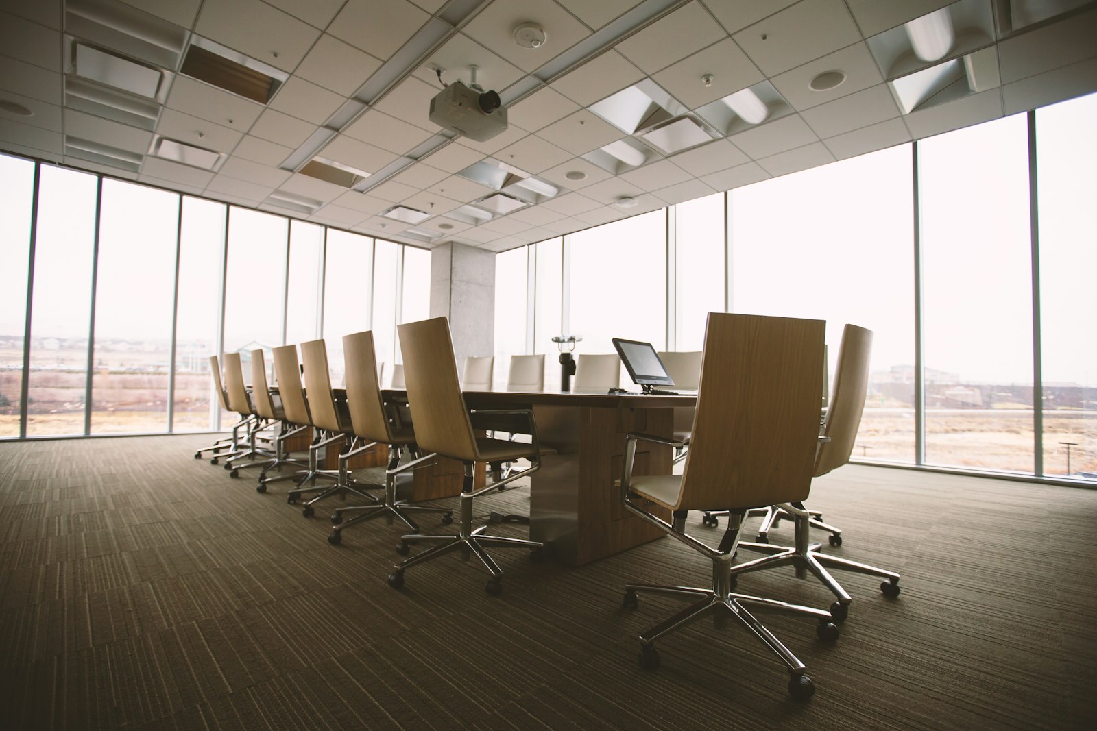 Conference room prepared for a transaction meeting